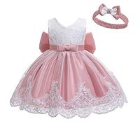 Generisch Sommerkleider Mädchen, Festliches Baby Tutu Set Kleid Haarband Mit Schleife Mädchen Hochzeitskleid Aus Spitze & Rock