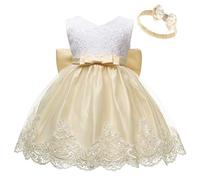 Generisch Sommerkleider Mädchen, Festliches Baby Tutu Set Kleid Haarband Mit Schleife Mädchen Hochzeitskleid Aus Spitze & Rock