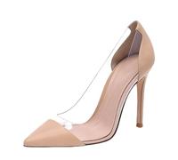 Generisch Sommersandalen Aus Kunstleder, Spitze Zehe, Stilettos, Transparentes Obermaterial, Zum Hineinschlüpfen. Für Party, Büro Und Dates.,Nude 1,41 EU