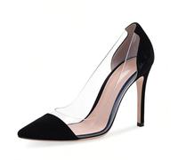 Generisch Sommersandalen Aus Kunstleder, Spitze Zehe, Stilettos, Transparentes Obermaterial, Zum Hineinschlüpfen. Für Party, Büro Und Dates.,Black 3,37 EU