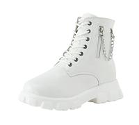 Generisch Sommerschuhe Damen Plateau Stiefel Weiß Leicht Hoch Freizeitschuhe Bequeme Sportschuhe rutschfest Straßenlaufschuhe Modische Schnürsenkel Große Größen Orthopädische Casual Joggingschuhe