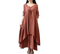 Generisch Sonderangebote Kleider Damenbekleidung Sale Sommerkleid Damen Leicht Lang Zweiteiliges Art-Flachs-Kleid Mit Lockeren Ärmeln Für Frauen Im Frühling Und Sommerkleid Langarm Sale Kleider