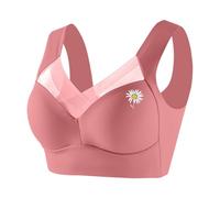 Generisch Sport BH Bustier Damen Baumwolle Seamless Große Brüste Bikini Rückenfrei M-6XL Rose On Six für Rückenfreies Kleid Bralette Spitze Top mit Push Up Weiss Ohne Bügel 70F 90D Neckholder