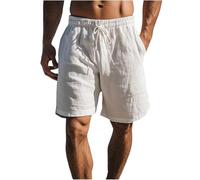 Generisch Sporthose Herren Kurz,Bermuda Shorts Herren Mit Taschen Gym Pyjamahose Sweatshorts Wanderhose Basketball Leichte Laufshorts Baumwolle Sport Outdoor Bermuda Jogginghose Arbeitsshorts weiß XL