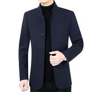 Generisch Sportsakko Herren, Stehkragen Einreihiger Blazer Weiche Atmungsaktive Langarm Anzugjacken Mit Tasche Eleganter Casual Business Mantel Slim Fit Bankett Abendessen Abschlussball Mantel Top