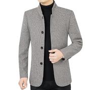 Generisch Sportsakko Herren, Stehkragen Einreihiger Blazer Weiche Atmungsaktive Langarm Anzugjacken Mit Tasche Eleganter Casual Business Mantel Slim Fit Bankett Abendessen Abschlussball Mantel Top
