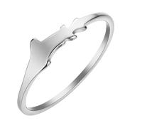 Generisch Stainless Steel Fashion Animal Whale Story Mermaid Shark Finger Ring Ocean Beach Jewelry Birthday Gift (silver)