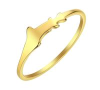 Generisch Stainless Steel Fashion Animal Whale Story Mermaid Shark Finger Ring Ocean Beach Jewelry Birthday Gift (gold)