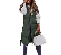 Generisch Steppweste Damen Lang, Ärmellose Weste mit Kapuze Steppmantel Warmer Wintermantel Reissverschluss Longweste mit Taschen Daunenweste Leichte Elegante Vest für Herbst und Winter, M-4XL