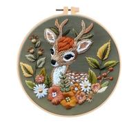 Generisch Stickerei Set Anfänger, niedliches Tier Muster Kreuzstich-Kit Starter Tools Kit mit Stickrahmen, Farbfäden und Werkzeuge, für DIY Kunst, Handwerk, Sticken-Kitz