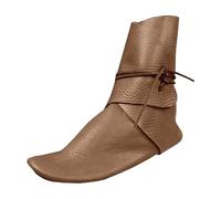 Generisch Stiefel Herren PU Lederschuhe Renaissance Mittelalter Cosplay Schnürstiefel Kampf Vintage Distressed Schuhe Leder Mode Motorrad Stiefeletten Regenstiefel Kampfstiefel