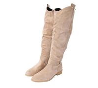 Generisch Stiefeletten Damen Elegant Wildleder Westernstiefel Spitz Schlupfschuhe Stiefel Mit Schnalle Langschaft Boots Winterstiefel bequemer Absatz Ankle Boots Damenstiefel Z4 Beige 40