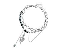 Generisch Stilvolle, von Schlangen inspirierte Halskette, komfortable Legierungskonstruktion, bewegliche Fransendetails für ausgefallene Modestile, Quasten, Punk Rock Schmuck