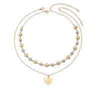Generisch Stilvolle zweifarbige Herz Charm Halskette mit verstellbarer Kette, Acryl Schmuck, Geschenk für Sie, Layer Choker Halskette für Frauen