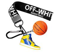 Generisch Stilvoller Basketball-Schlüsselanhänger mit Mini-Sneaker-Schlüsselanhänger und Schlüsselband, tolles Geschenk für Freunde, Kinder, Familien, grau, M (Yellow-Blue)