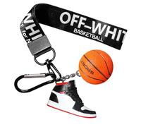 Generisch Stilvoller Basketball-Schlüsselanhänger mit Mini-Sneaker-Schlüsselanhänger und Schlüsselband, tolles Geschenk für Freunde, Kinder, Familien, grau, M (Black)