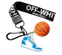 Generisch Stilvoller Basketball-Schlüsselanhänger mit Mini-Sneaker-Schlüsselanhänger und Schlüsselband, tolles Geschenk für Freunde, Kinder, Familien, grau, M (Blue)