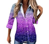 Generisch Stilvolles Langarmhemd als Damen Cardigan mit Knopfleiste Kragen im floralen Boho-Blumenmuster für lässige Bequeme Alltagsoutfits (Purple, S)