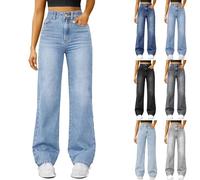 Generisch Straight Leg Jeans DamenWide Leg Jeans Damen Baggy High Waist Jeanshosen Weites Bein Stretch Jeanshose Boyfriend Weite Hose Trachtenjeans Große Größen Damenjeans Straight Y2K Hosen