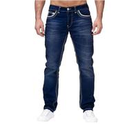Generisch Straight Slim Fit Herren Jeans Knitterfest Leichtgewichtig Jeanshosen Atmungsaktiv Stretch Latzhose Schlaghose Männer Baggy Schwarz 34/30 Men