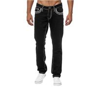 Generisch Straight Slim Fit Jeans Herren Knitterfest Leichtgewichtig Jeanshosen Atmungsaktiv Stretch Hose Baggy Rote Leg Gr. 38