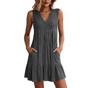 Generisch Strandkleid Damen Sommerkleid Damen Midi Pareos & Strandkleider Für Blusenkleider Tunika Kleider Sommer Damenkleider Knielang Neckholder Kleid Athletic Dress Outfit Für Abiball Mutter