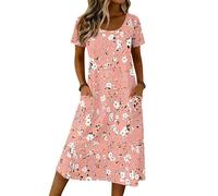 Generisch Strandkleid Damen Sommerkleid Lang Maxikleid Damen Sommer Strandkleider Kurz Blusenkleid Tunikakleid Damenkleider Sommer Elegant Sexy Kleid Princess Dress Women Outfit Für Abiball Mutter