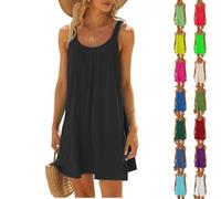 Generisch Strandkleid,Strandkleider Damen Sommer Kurz Sommerkleid Bikini Cover Up Strandkleid Strand Kleider Casual Ärmellos Minikleid
