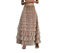 Generisch Strandkleider Kurz Modischer Kuchenrock für Damen Kleider Sommerkleider Damen (Beige S)