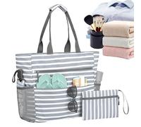 Generisch Strandtasche Für Damen,Große Strandtasche Mit Münzbeutel | Wasserdichte Reißverschluss Handtasche Falbar Für Gym Pendeln Wandern Alltag Pool Picknick Arbeit Camping Reise Urlaub