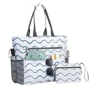 Generisch Strandtasche, Große Strandtasche Mit Münzbeutel, Wasserdichte Reißverschluss Handtasche Falbar Für Gym Pendeln Wandern Alltag Pool Picknick Arbeit Camping Reise Urlaub