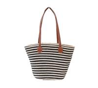Generisch Strandtasche Klein, Strohtaschen Damen Gestreift Boho Shopper Basttasche Strandtasche Sommer Handtasche Geflochten Korbtasche Schultertasche Moderne Stroh Tasche Strand Häkeltasche