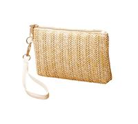 Generisch Strandtasche Stroh, Strohtasche Damen Sommer Boho Handtasche Korbtasche Basttasche Gestreift Mit Reißverschluss Geflochten Strandtasche Häkeltasche Stroh Moderne Sommertaschen Strand Tasche
