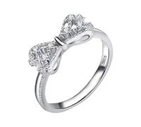 Generisch Strass-Schleifenringe,Bowknot-Ring | Silberne Statement-Ringe mit Zirkonia,Runder Verlobungsring mit Pavé-Fassung, stapelbare Fingerringe mit Schleife zum Valentinstag