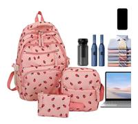 Generisch Strawberry Backpack, Preschool Backpack, 17.72 Inches Lightweight Knapsack with Pen Purse, Shoulder Pouch for Outdoor Trips Camping Kindergarten Daily Commute, Students