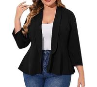 Generisch Strick Cardigan Damen Kurz- Strickblazer Damen Große Größen- Strickjacke Langarm Blazerjacke Tailliert Anzugjacke Elegant Sommerblazer Leicht Kurzjacke Oversized Strickcardigan