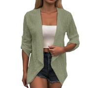 Generisch Strickjacke Damen Cardigan Elegant Leichte Langarm Freizeitjacke Strickpullover Blazer Durchsichtige Baggy Sommer Strickcardigan Reverskragen Langarm Pullover