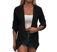 Generisch Strickjacke Damen Cardigan Elegant Leichte Langarm Freizeitjacke Strickpullover Blazer Durchsichtige Baggy Sommer Strickcardigan Reverskragen Langarm Pullover