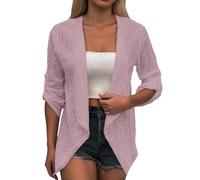 Generisch Strickjacke Damen Cardigan Elegant Leichte Langarm Freizeitjacke Strickpullover Blazer Durchsichtige Baggy Sommer Strickcardigan Reverskragen Langarm Pullover
