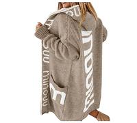 Generisch Strickjacke Damen Lang Cardigan Kapuzenpullover Grobstrickjacke Strickmantel mit Kapuze Cardigan Strickpullover Herbst Winter Jacke y36k Sweater Outerwear