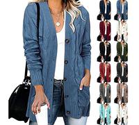 Generisch Strickjacke Damen Lang Grobstrick, Grobstrickjacke Damen Oversize