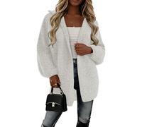 Generisch Strickjacke Damen mit Kapuze Langarm Grobstrick Cardigan Open Front Sweater Herbst Winter Casual Strickcardigan Pullover Lässiges Stricken Pulli Coat