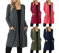 Generisch Strickjacke Damen Strickjacke Lang Oversize Strickmantel Herbst Dünne Strickjacken Elegant Strickcardigan Offene Feinstrickpullover Flauschiger Damenstrickjacke übergangsjacken Damen