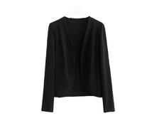 Generisch Strickjacke Damen Winter,Damen Bolero Kurz Cardigan Sommer Cropped Cardigan Langarm Häkelschal Sonnenschutz Elegant Casual Schulterjacke Freizeit Strand Cover-Up Top Schwarz XXS