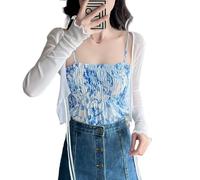 Generisch Strickjacke Damen Winter,Damen Bolero Kurzer Cardigan Langarm Cropped Cardigan Weicher Sommer Häkel Mesh Transparenter Schal Elegante Casual Schulterjacke Freizeit Strand Cover-Up Top Wei