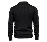 Generisch Strickjacke Herren Mit Stehkragen Rippbündchen Zipper Strickpullover Ohne Kapuze Reissverschluss Feinstrickjacke Modern Trainingsjacke,Schwarz,XXL