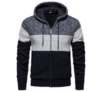 Generisch Strickjacke Herren Winter Sweatjacke mit Kapuze Winterjacke Warm | Gefüttert Übergangsjacke Sportlich Elegant Kapuzenpullover Modern Muster Strickpullover mit Reißverschluss Strick Mantel