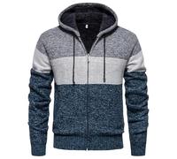 Generisch Strickjacke Herren Winter Sweatjacke mit Kapuze Winterjacke Warm | Gefüttert Übergangsjacke Sportlich Elegant Kapuzenpullover Modern Muster Strickpullover mit Reißverschluss Strick Mantel
