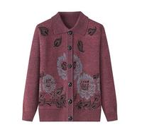 Generisch Strickjacken für Frauen mittleren Alters und Ältere Damen-Strickjacke für Ältere Damen mit Taschen Retro-Elegante StrickoberteileOma-Kleidung Rosa L