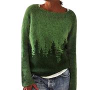 Generisch Strickpullover Damen Oversize Grobstrick Winterpullover Damen Warm Pulli Damen Winter Große Größen Pullover Elegant mit Norwegermuster Warme Winterpulli Strick Damenpullover Langarm Lässig